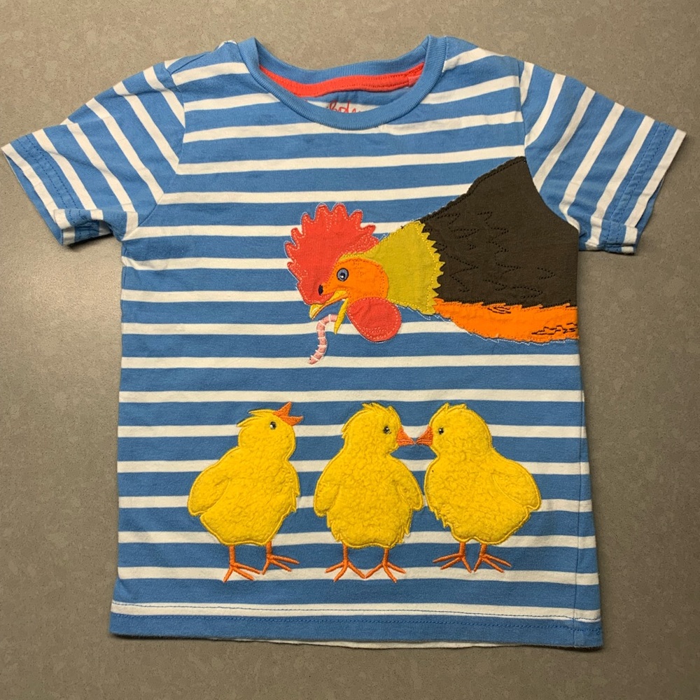Mini Boden Chicken Appliqué Shirt 3-4 Years